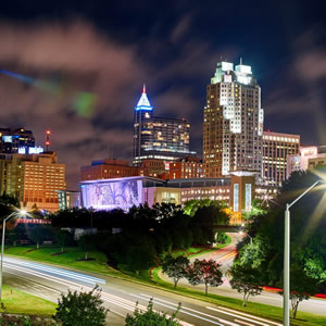city of raleigh at night