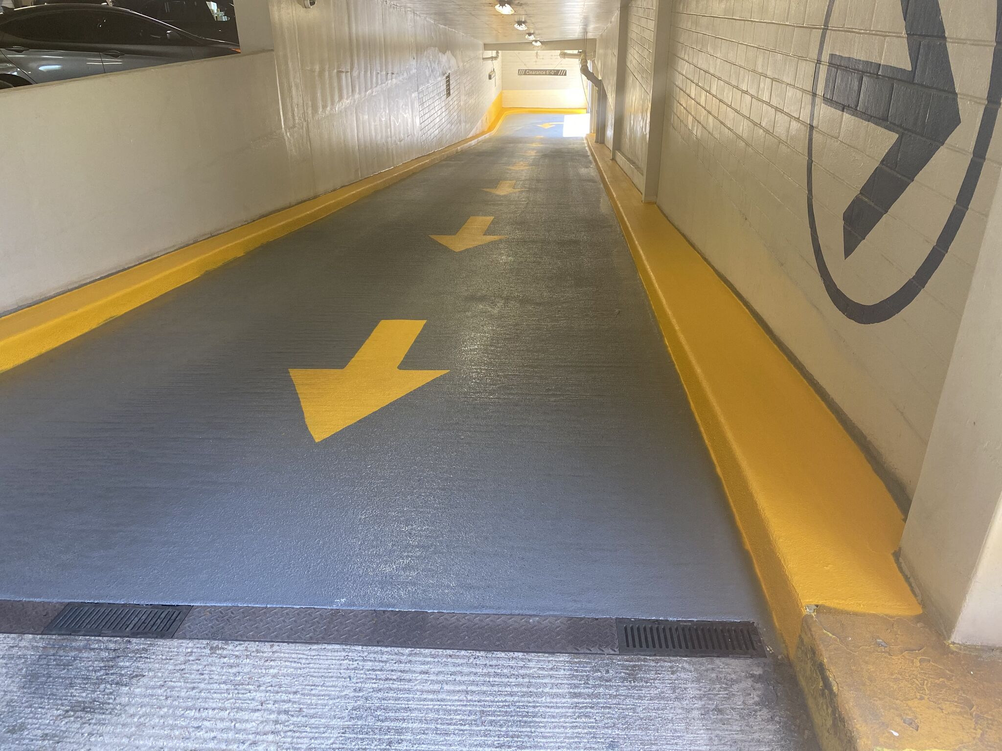 Commercial vehicular coating in a parking garage