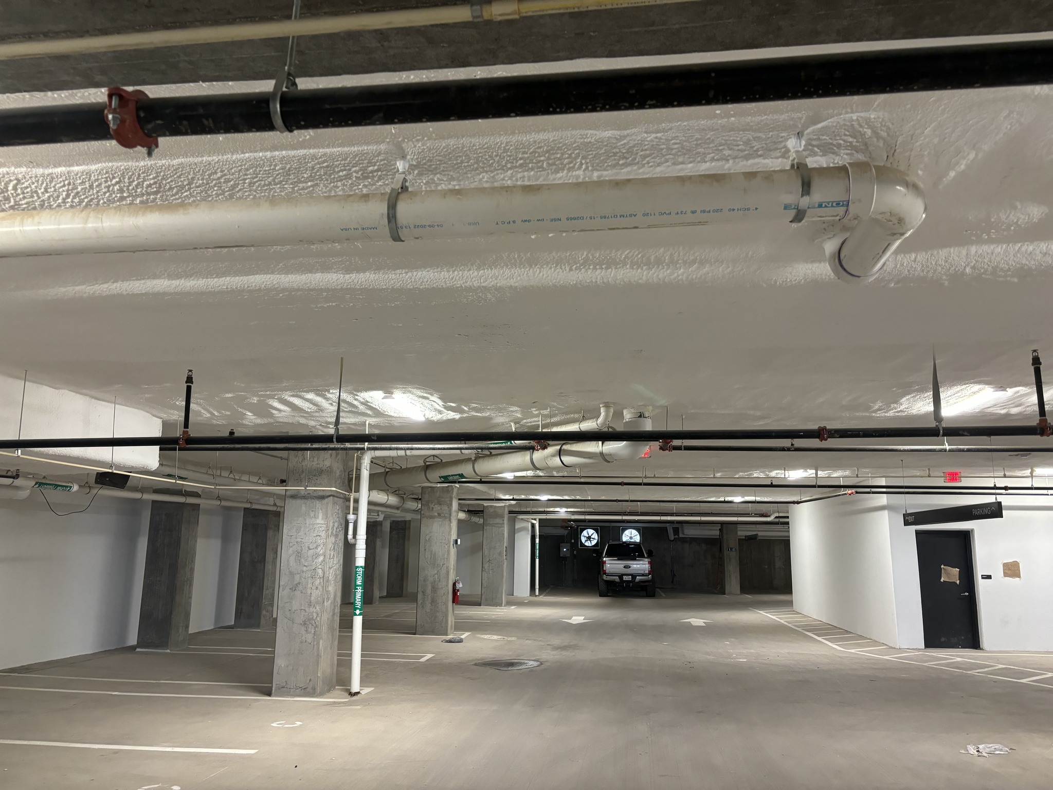 Dallas Parking Garage with Cold Floor Application Closed Cell Spray Foam & thermal barrier