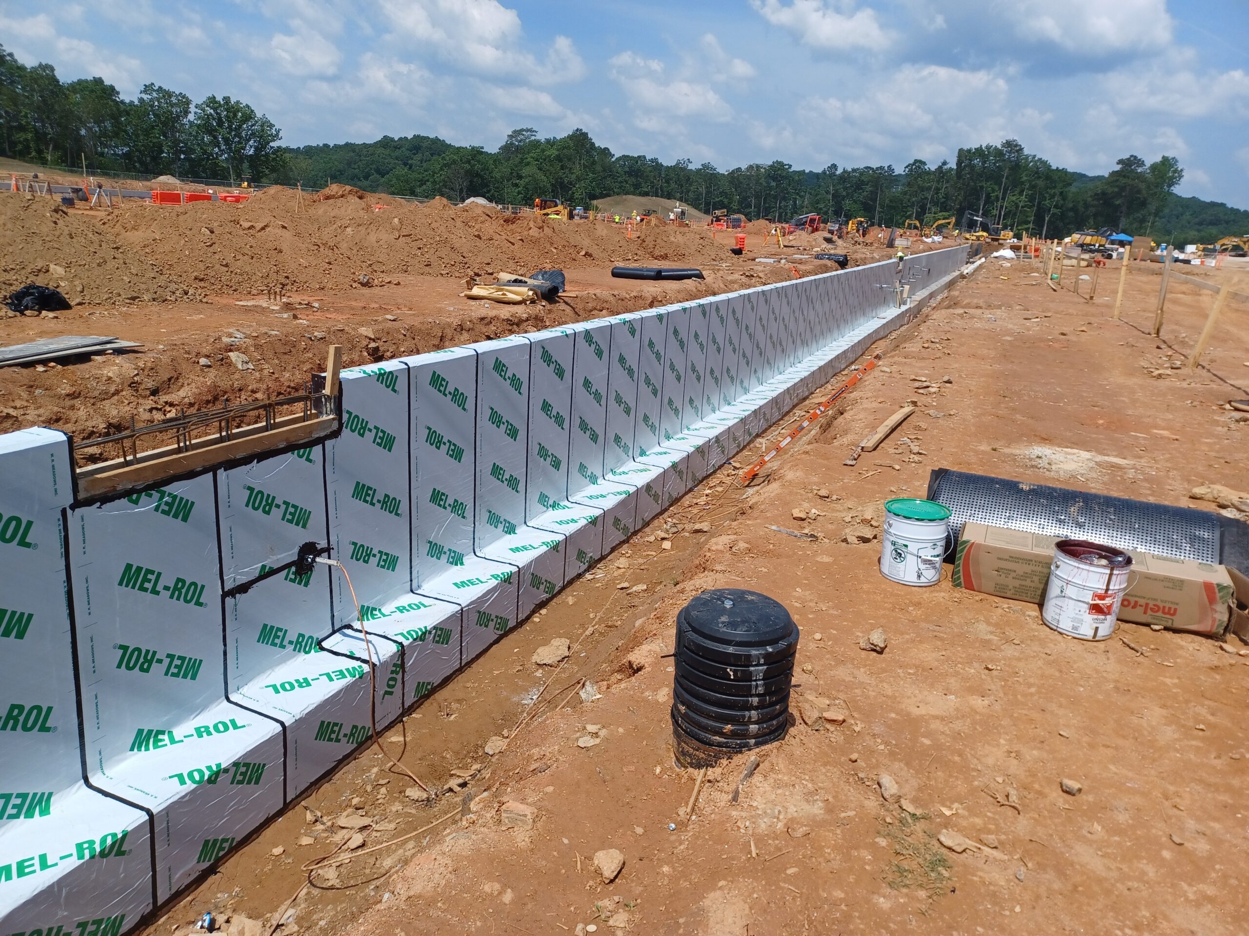 below grade waterproofing at a data center